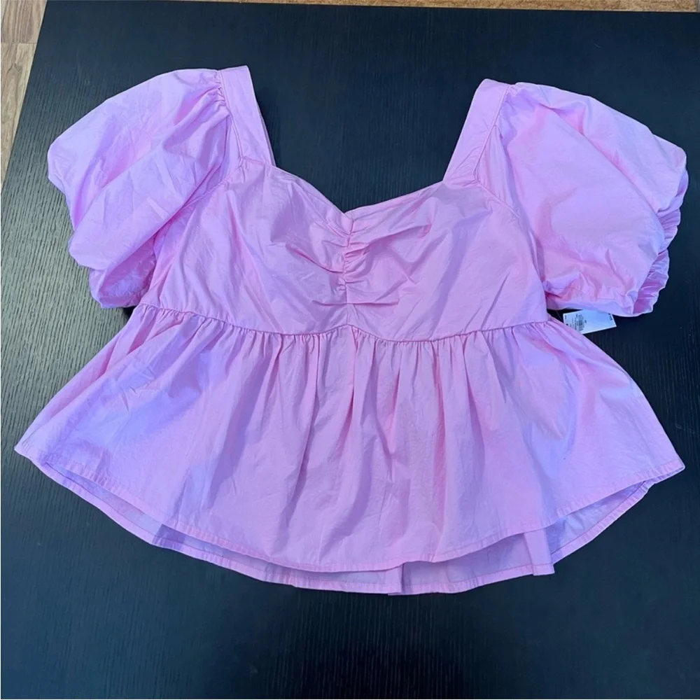 ❣️🆕Old Navy May All Day Pink Puff Sleeve Babydoll Top❣️
